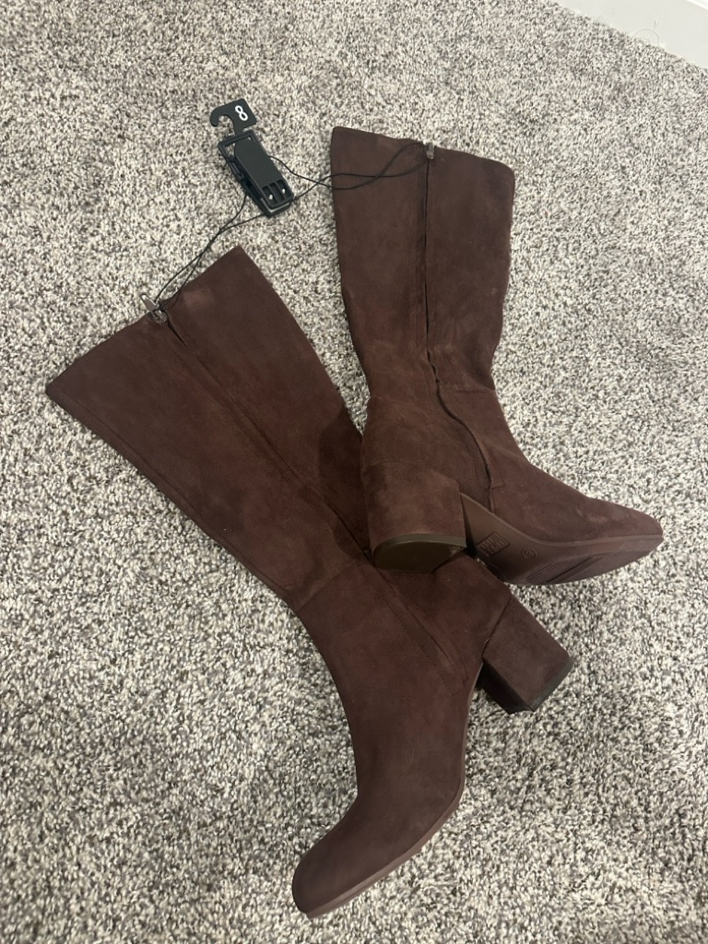 Women's Brown Suede Block Heel Boots